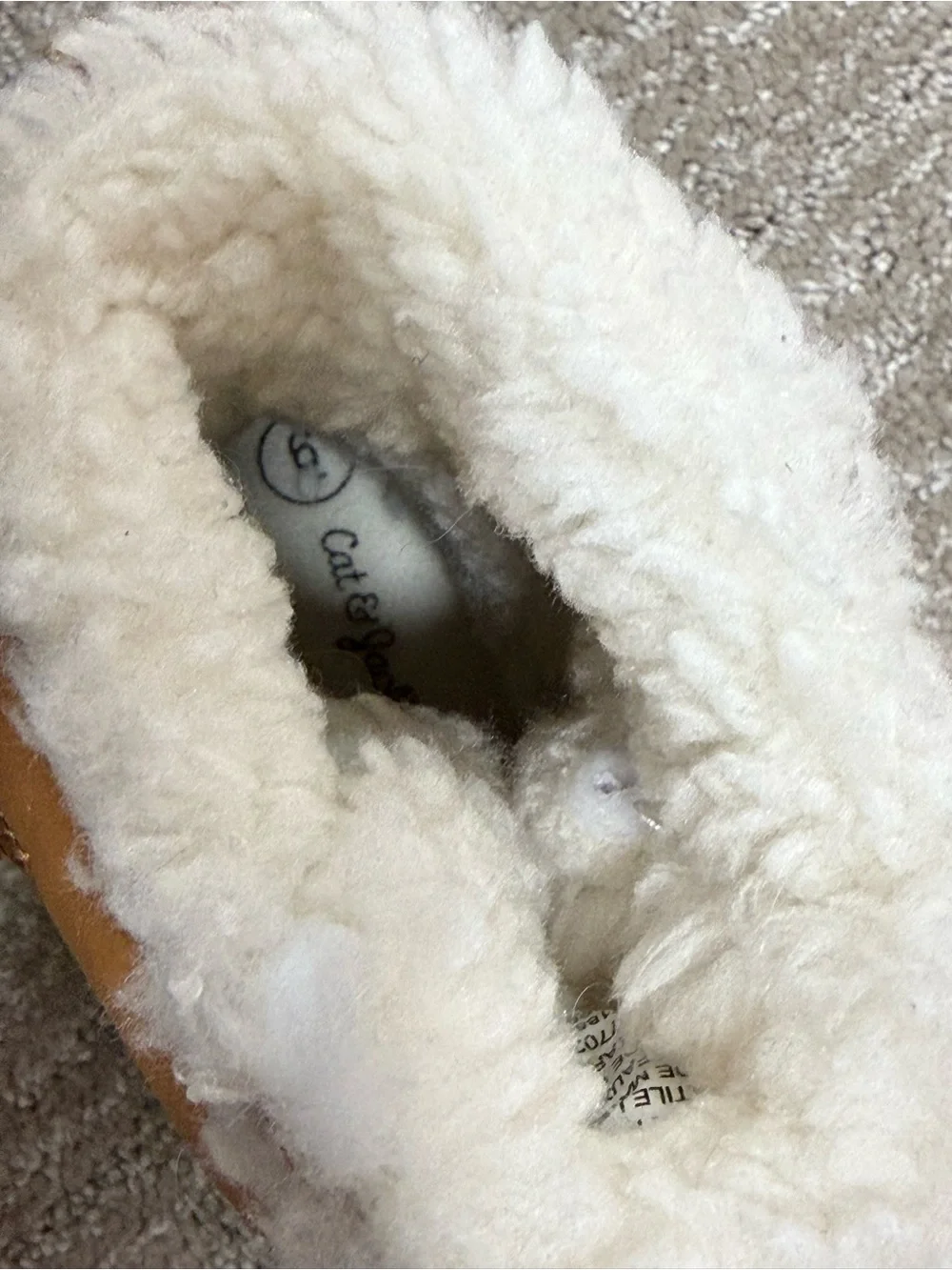 NWOT Cat & Jack Kids' Tan and Black Faux-Shearling Snow Boots